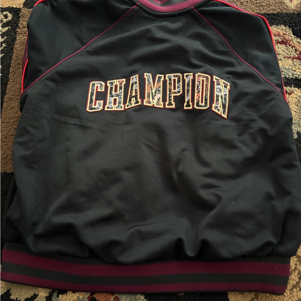 Champion Black Sweatshirt with Red Trim